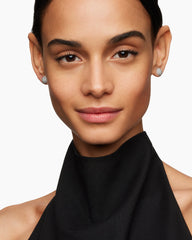 Reverse Set Pavé Cushion Stud Earrings in 18K White Gold with Diamonds, 8.5mm