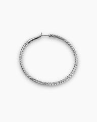 Reverse Set Pavé Hoop Earrings in 18K White Gold with Diamonds, 50.5mm