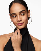 Reverse Set Pavé Hoop Earrings in 18K White Gold with Diamonds, 50.5mm