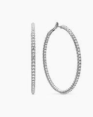 Reverse Set Pavé Hoop Earrings in 18K White Gold with Diamonds, 50.5mm