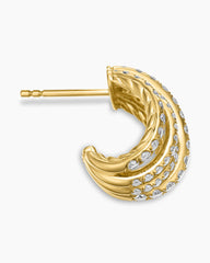 Pavé Crossover Shrimp Earrings in 18K Yellow Gold with Diamonds, 15.8mm