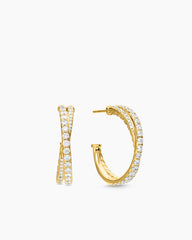 Pavé Crossover Hoop Earrings in 18K Yellow Gold with Diamonds, 24mm