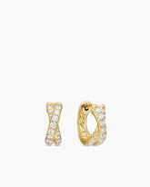 Pavé Crossover Hoop Earrings in 18K Yellow Gold with Diamonds, 12mm