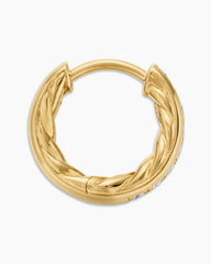 Pavé Huggie Hoop Earrings in 18K Yellow Gold with Diamonds, 13mm