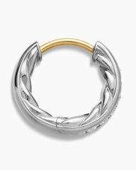 Pavé Huggie Hoop Earrings in Sterling Silver with Diamonds, 13mm