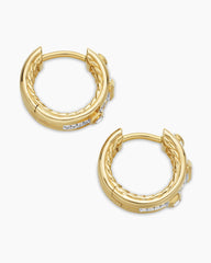 Modern Renaissance® Huggie Hoop Earrings in 18K Yellow Gold with Diamonds, 12.3mm