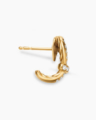 Thoroughbred Loop Huggie Hoop Earrings in 18K Yellow Gold with Diamonds, 14.5mm