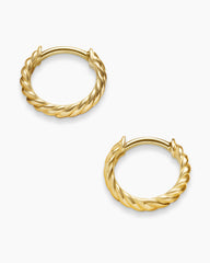 Sculpted Cable Micro Huggie Hoop Earrings in 18K Yellow Gold, 10.7mm