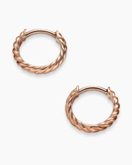 Sculpted Cable Micro Huggie Hoop Earrings in 18K Rose Gold, 10.7mm