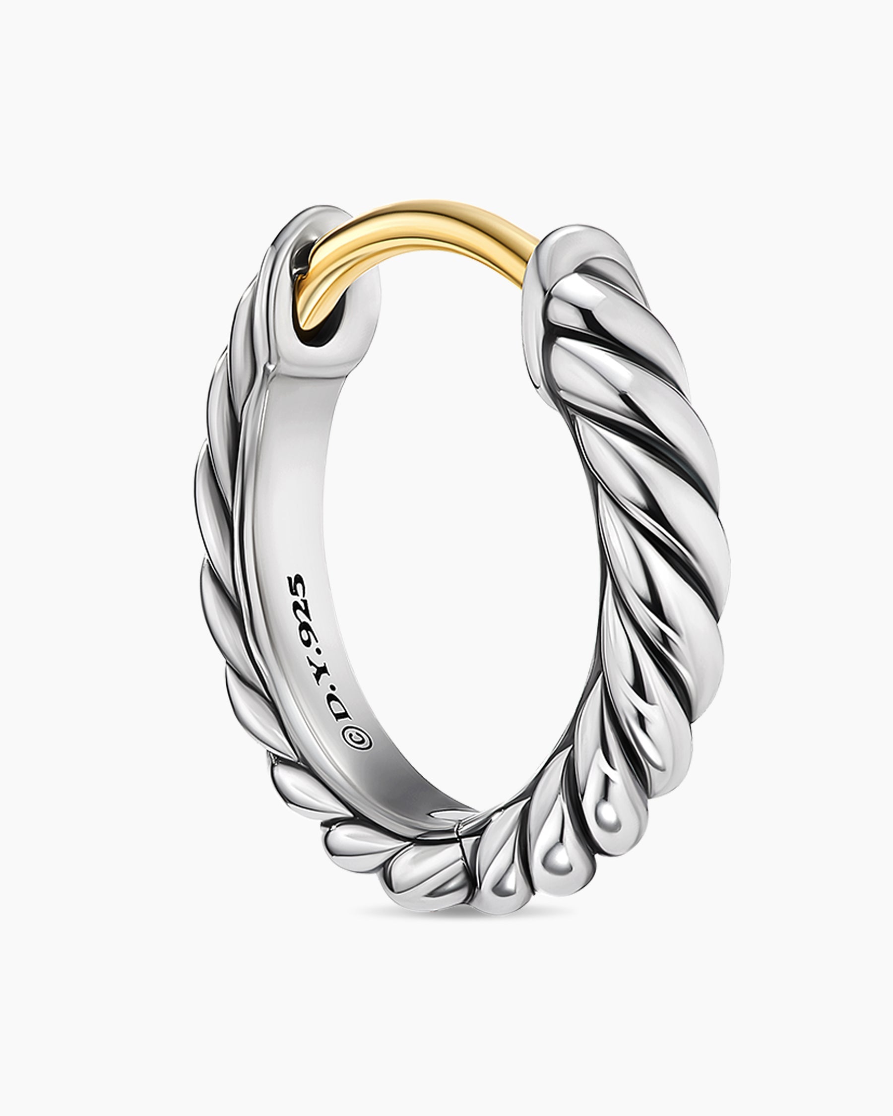 Sculpted Cable Micro Huggie Hoop Earrings in Sterling Silver, 10.7mm