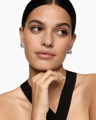 Cable Wrap Stud Earrings in Sterling Silver with Crystals and Diamonds, 12mm