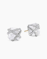 Cable Wrap Stud Earrings in Sterling Silver with Crystals and Diamonds, 12mm