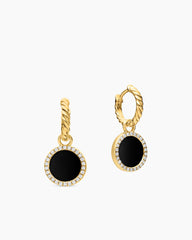 Petite DY Elements® Drop Earrings in 18K Yellow Gold with Black Onyx and Diamonds, 22.6mm