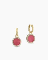 Petite DY Elements® Drop Earrings in 18K Yellow Gold with Rhodonite and Diamonds, 22.6mm