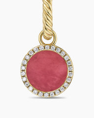 Petite DY Elements® Drop Earrings in 18K Yellow Gold with Rhodonite and Diamonds, 22.6mm