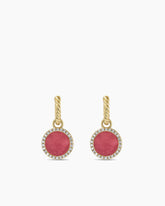 Petite DY Elements® Drop Earrings in 18K Yellow Gold with Rhodonite and Diamonds, 22.6mm