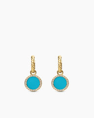 Petite DY Elements® Drop Earrings in 18K Yellow Gold with Turquoise and Diamonds, 22.6mm