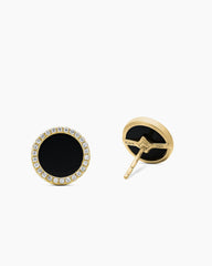Petite DY Elements® Stud Earrings in 18K Yellow Gold with Black Onyx and Diamonds, 11mm
