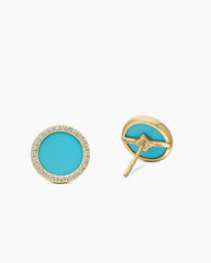 Petite DY Elements® Stud Earrings in 18K Yellow Gold with Turquoise and Diamonds, 11mm