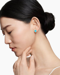 Petite DY Elements® Stud Earrings in 18K Yellow Gold with Turquoise and Diamonds, 11mm