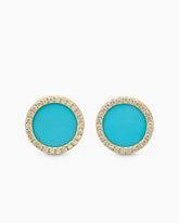 Petite DY Elements® Stud Earrings in 18K Yellow Gold with Turquoise and Diamonds, 11mm