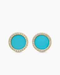 Petite DY Elements® Stud Earrings in 18K Yellow Gold with Turquoise and Diamonds, 11mm