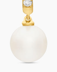 Pearl and Pavé Drop Earrings in 18K Yellow Gold with Pearls and Diamonds, 15.6mm