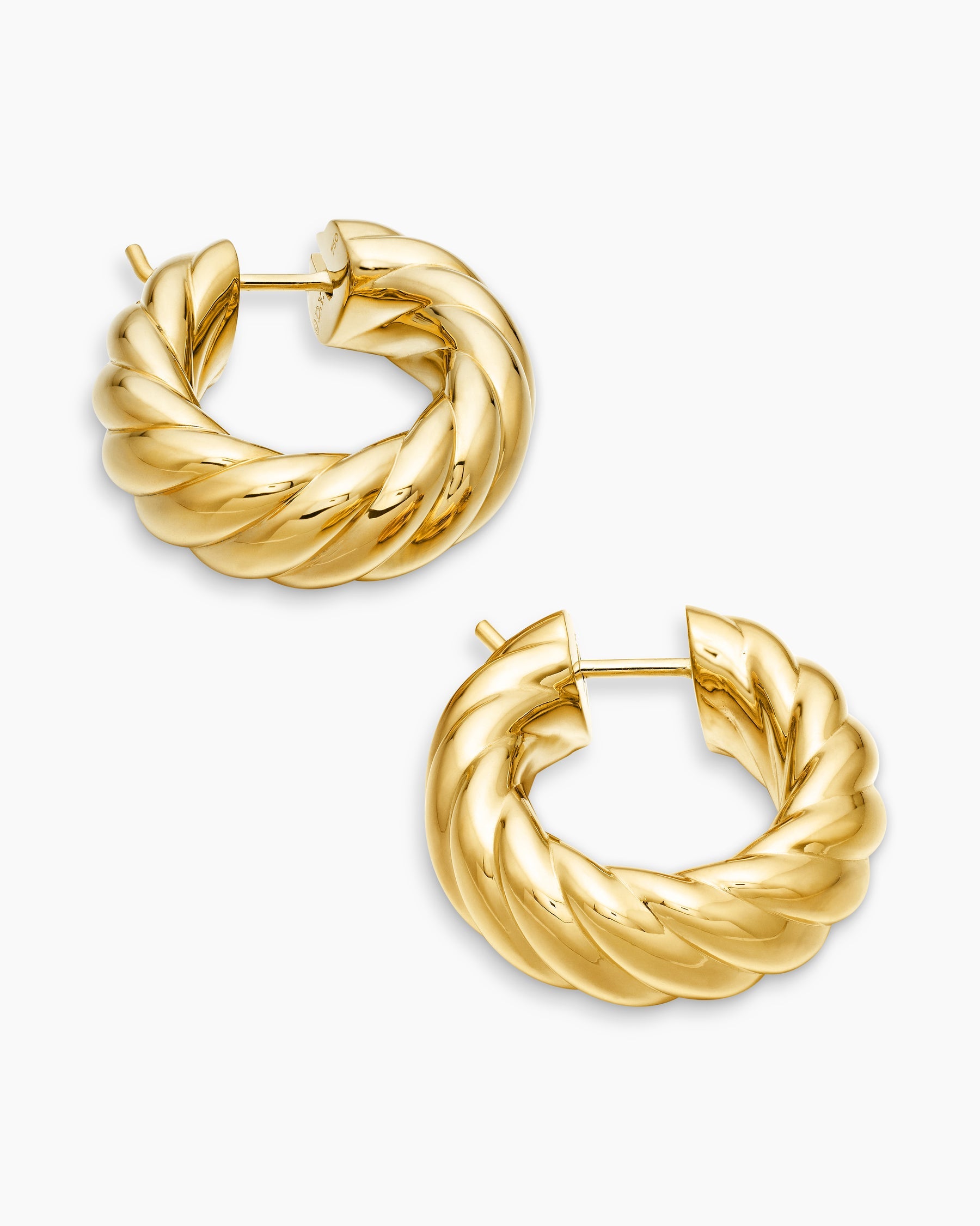 Sculpted Cable Hoop Earrings in 18K Yellow Gold, 25mm