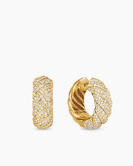 Sculpted Cable Hoop Earrings in 18K Yellow Gold with Diamonds, 25mm