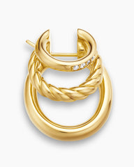 DY Mercer® Three Row Hoop Earrings in 18K Yellow Gold with Diamonds, 21mm