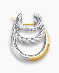 DY Mercer® Three Row Hoop Earrings in Sterling Silver with 18K Yellow Gold and Diamonds, 21mm