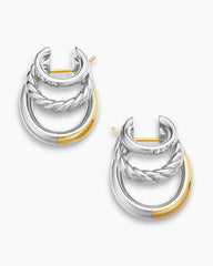 DY Mercer® Three Row Hoop Earrings in Sterling Silver with 18K Yellow Gold and Diamonds, 21mm