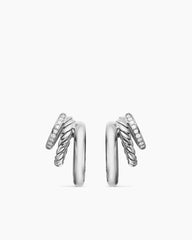 DY Mercer® Three Row Hoop Earrings in Sterling Silver with Diamonds, 21mm