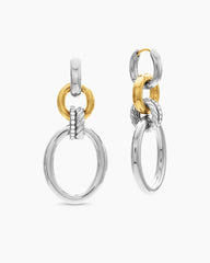 DY Mercer® Circular Drop Earrings in Sterling Silver with 18K Yellow Gold and Diamonds, 50mm