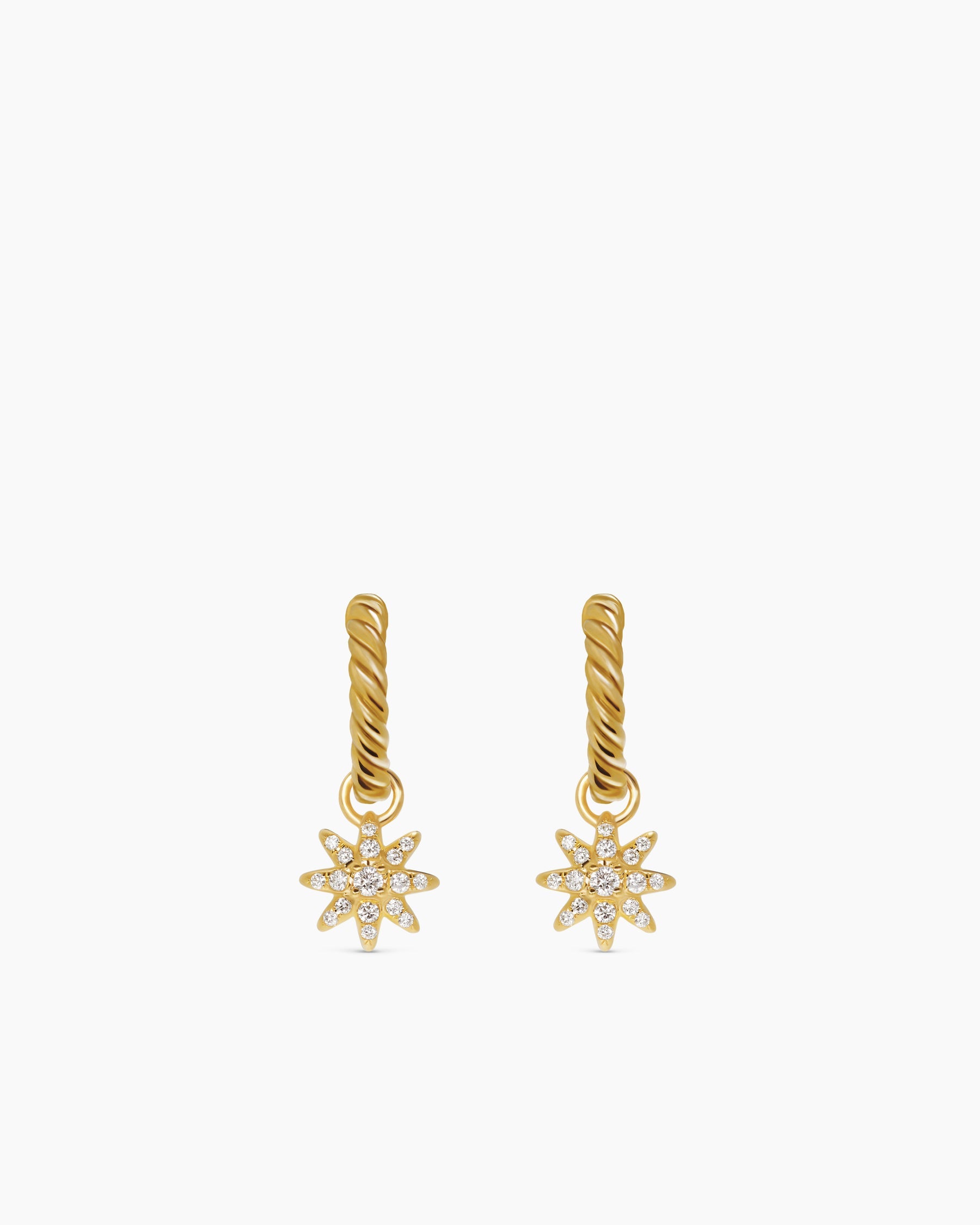 Petite Starburst Drop Earrings in 18K Yellow Gold with Diamonds, 18.1mm