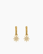 Petite Starburst Drop Earrings in 18K Yellow Gold with Diamonds, 18.1mm