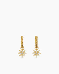Petite Starburst Drop Earrings in 18K Yellow Gold with Diamonds, 18.1mm