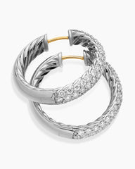 DY Mercer® Hoop Earrings in Sterling Silver with Diamonds, 25.4mm