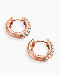 DY Mercer® Micro Hoop Earrings in 18K Rose Gold with Diamonds, 13.5mm