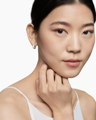 DY Mercer® Micro Hoop Earrings in Sterling Silver with Diamonds, 13.5mm