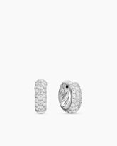 DY Mercer® Micro Hoop Earrings in Sterling Silver with Diamonds, 13.5mm