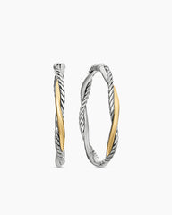 Infinity Hoop Earrings in Sterling Silver with 14K Yellow Gold, 42mm