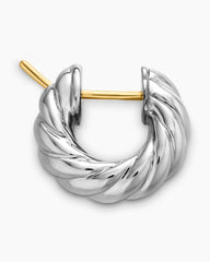 Sculpted Cable Hoop Earrings in Sterling Silver, 14.4mm