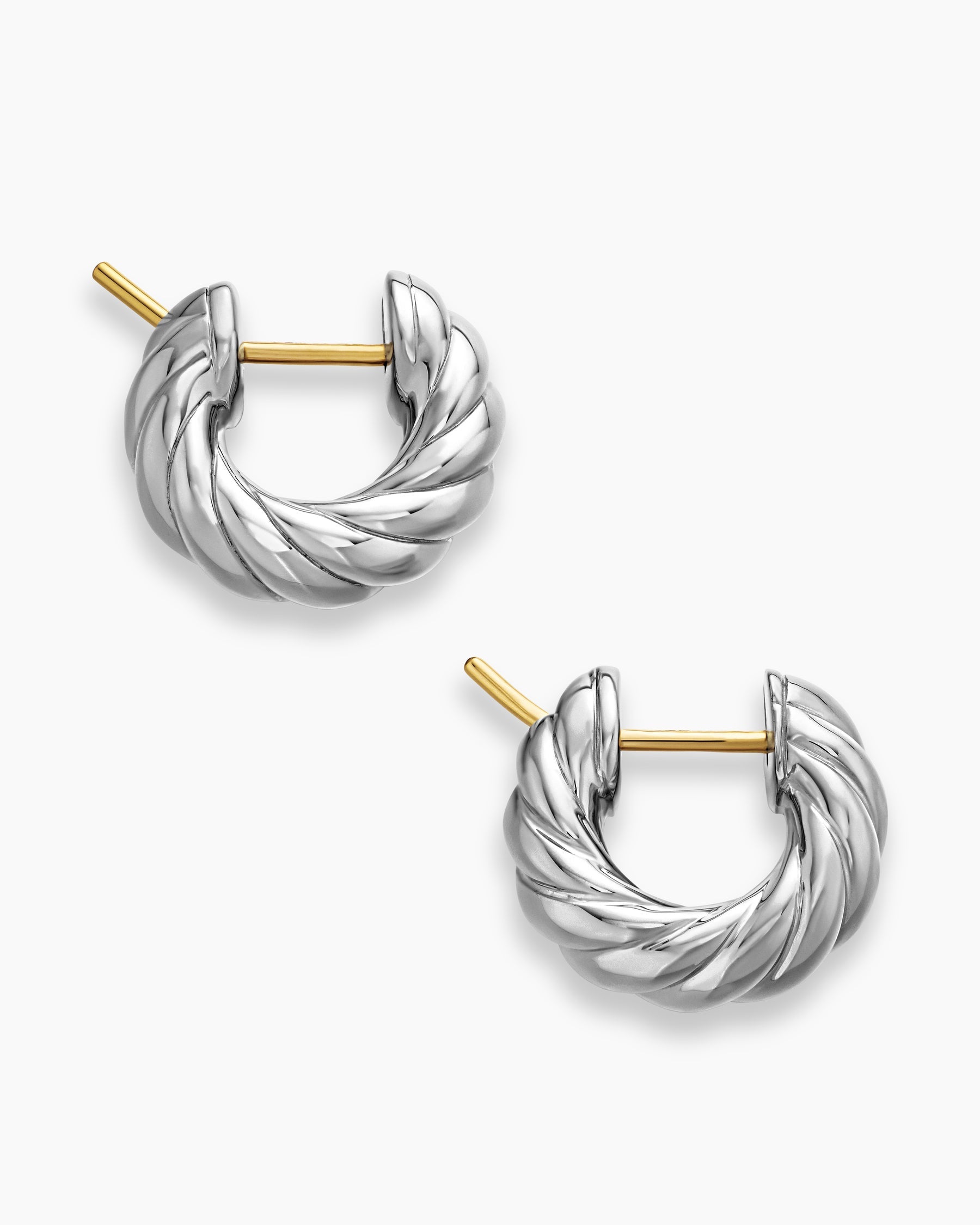Sculpted Cable Hoop Earrings in Sterling Silver, 14.4mm