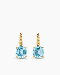 Marbella Drop Earrings in 18K Yellow Gold with Sky Blue Topaz, 11mm