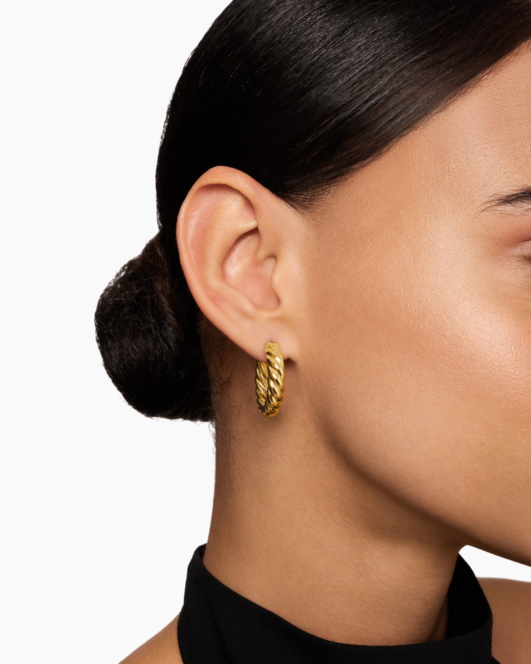 Sculpted Cable Hoop Earrings in 18K Yellow Gold, 25.4mm