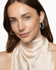 Sculpted Cable Hoop Earrings in Sterling Silver, 38mm