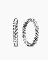 Sculpted Cable Hoop Earrings in Sterling Silver, 38mm