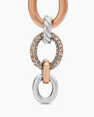 DY Mercer® Melange Linked Drop Earrings in Sterling Silver with 18K Rose Gold and Diamonds, 68mm