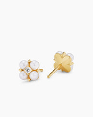 Petite Modern Renaissance® Pearl Stud Earrings in 18K Yellow Gold with Diamonds, 7.8mm